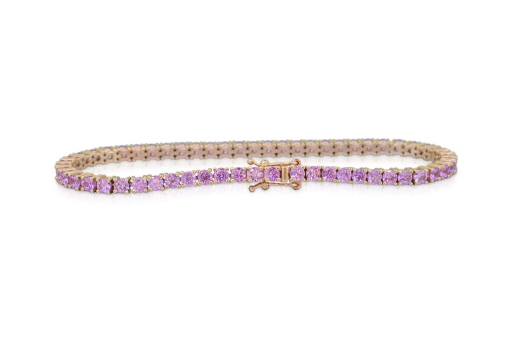 Tennisarmband 6,31ct rosa safir
